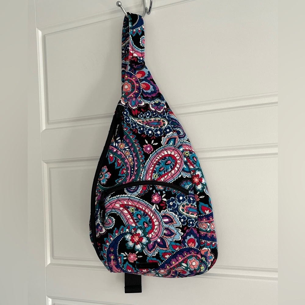 Vera Bradley Black Multicolor Paisley Crossbody Sling Bag